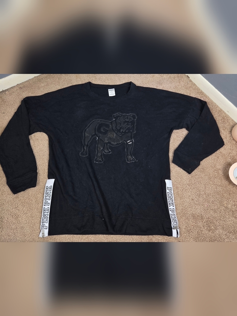 PINK Victoria's Secret by PINK Victoria's Secret Black Bulldog Graphic Pet Tee